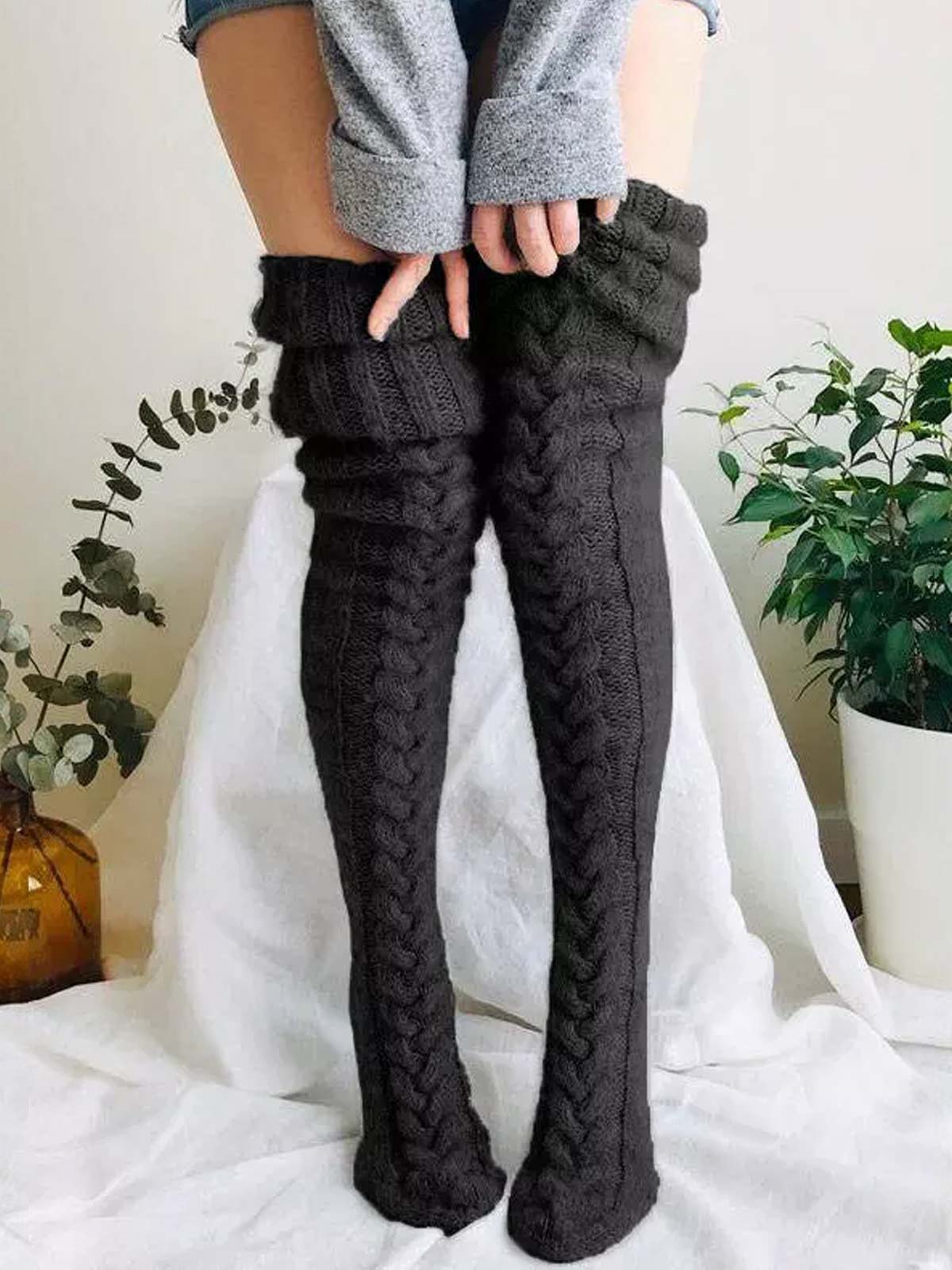 Warm Over Knee Extra Long Knitted Socks