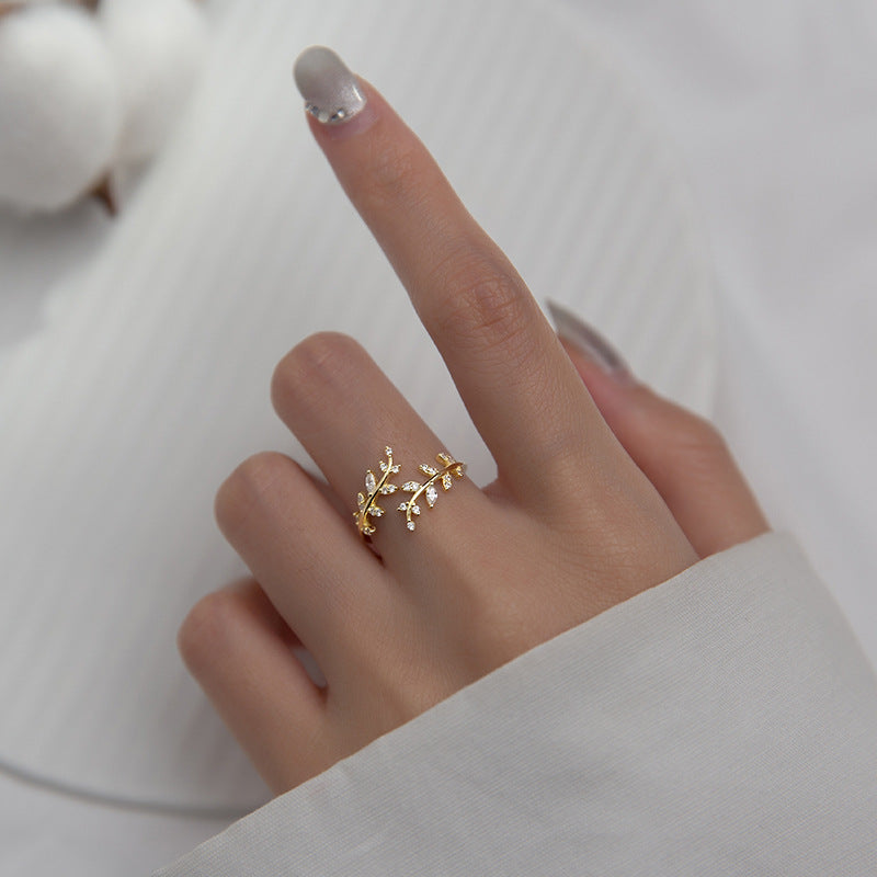 S925 Silver Adjustable Leaf Ring