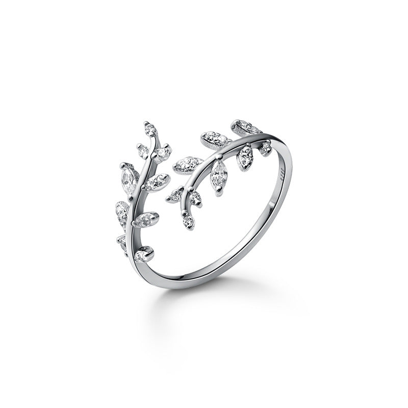 S925 Silver Adjustable Leaf Ring