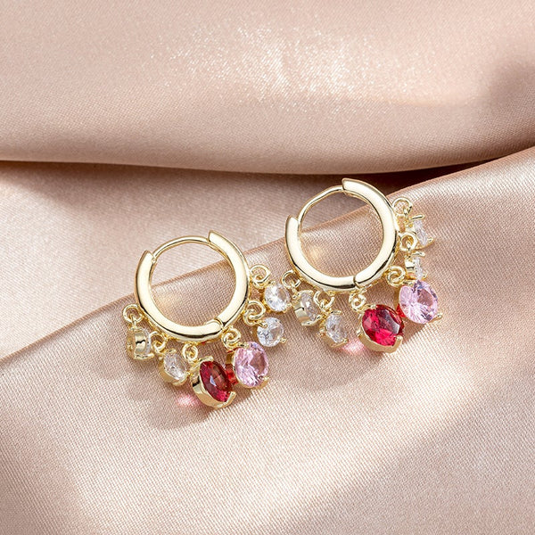 Shiny Colorful Zircon Drop Hoops