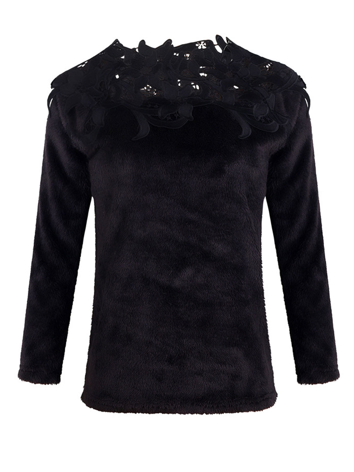 Lace Shoulder Long Sleeve Pullover Sweaters