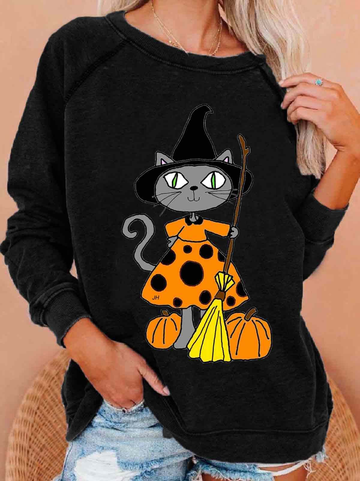 Cat Witch Halloween Sweatshirt