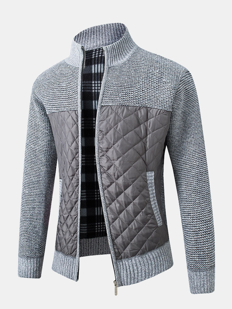 Quilted Patchwork Zip Up Jacket