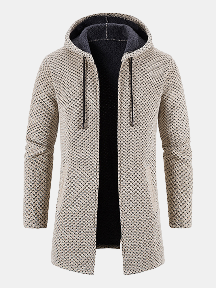 Long Line Textured Hooded Sweater Jacket