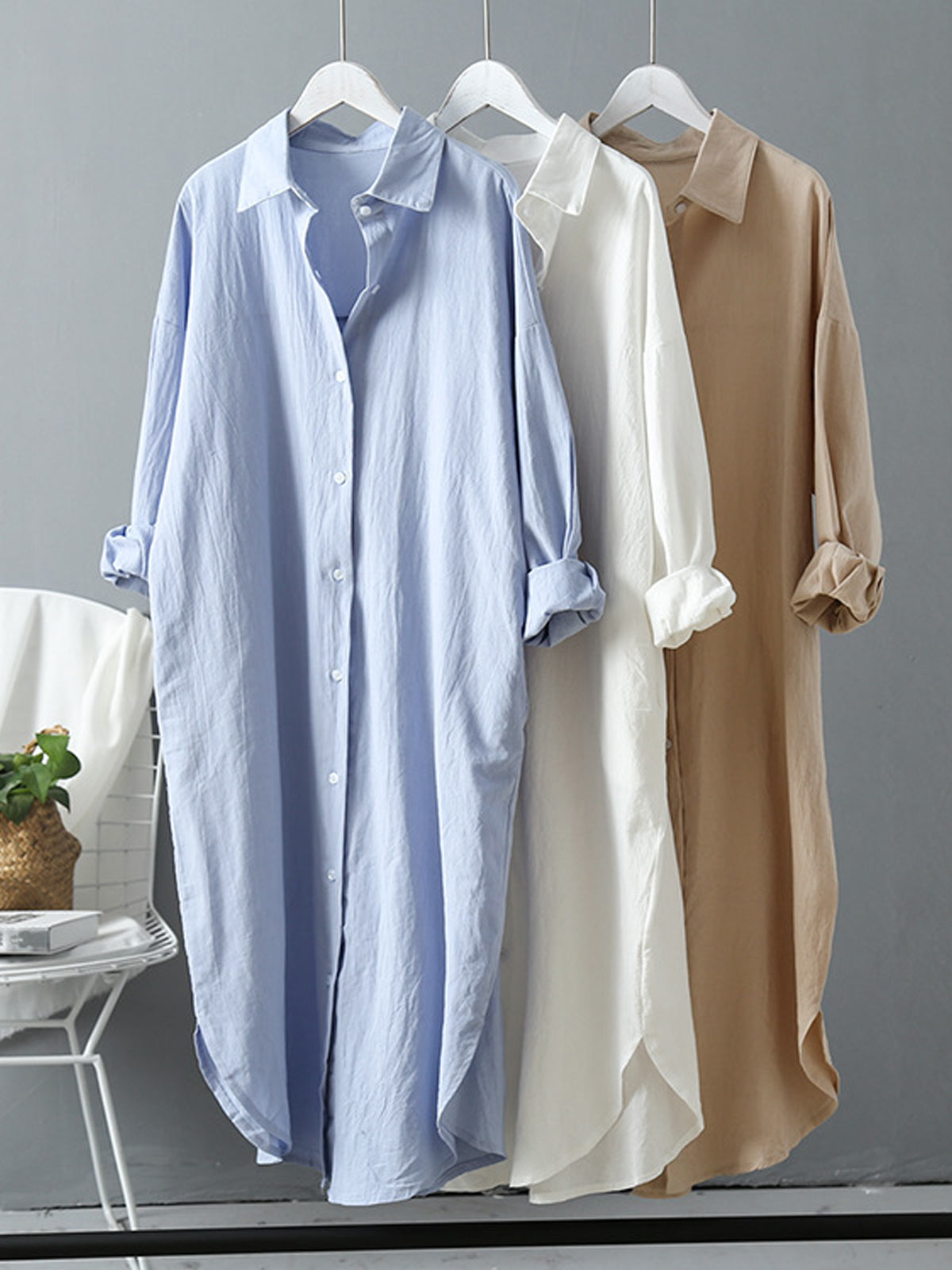 Loose Maxi Button Down Shirt Dress