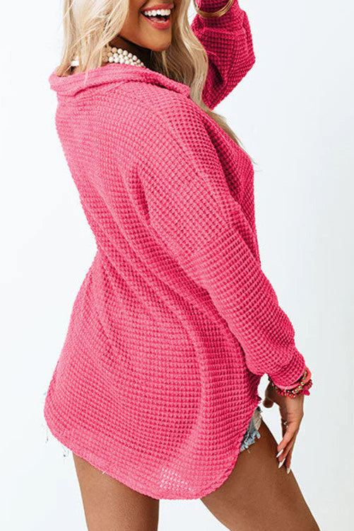 Waffle Knit Casual Shirt Cardigan