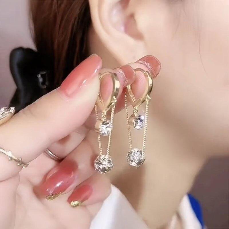 Crystal zirconia tassel earrings