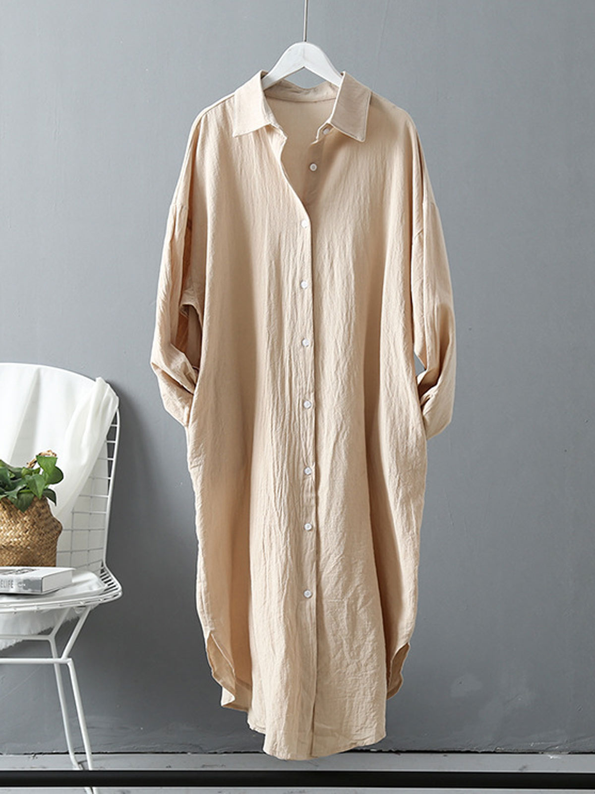 Loose Maxi Button Down Shirt Dress