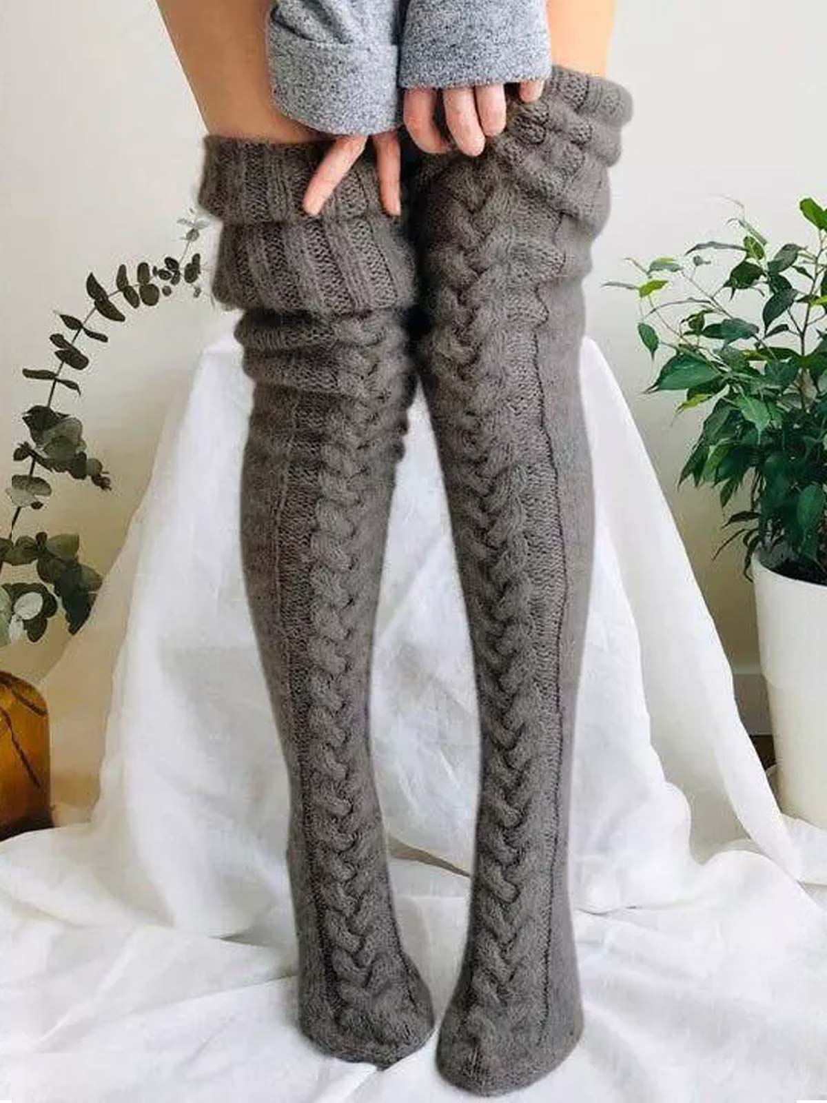 Warm Over Knee Extra Long Knitted Socks