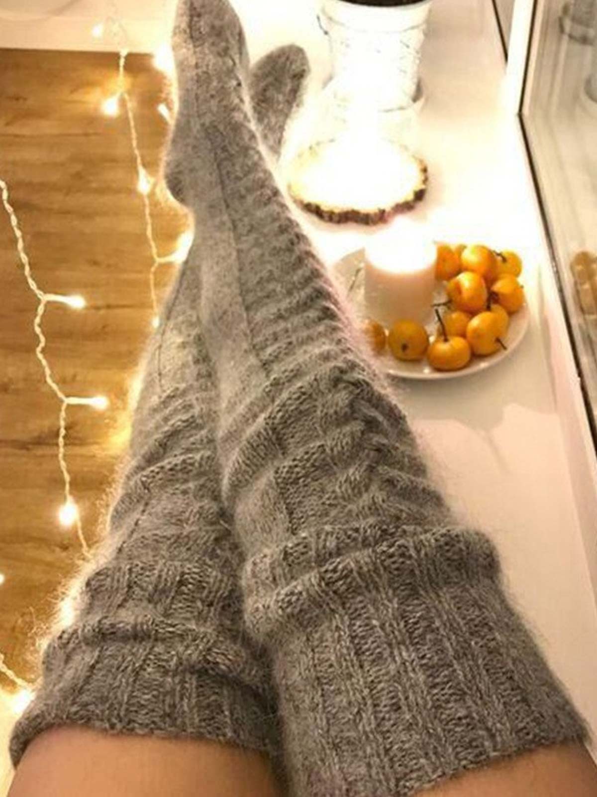 Warm Over Knee Extra Long Knitted Socks