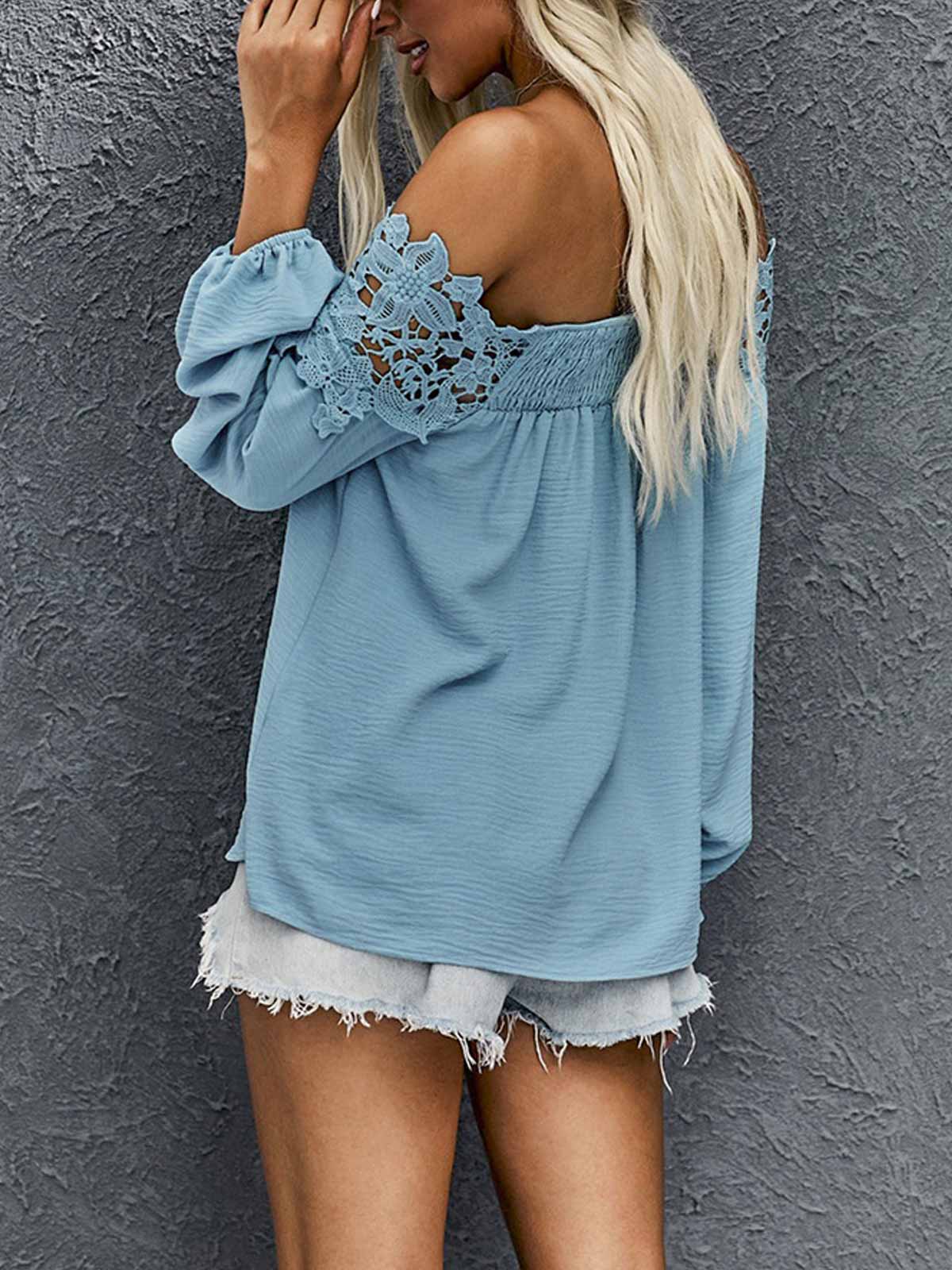 Off The Shoulder Lace Design Blouses