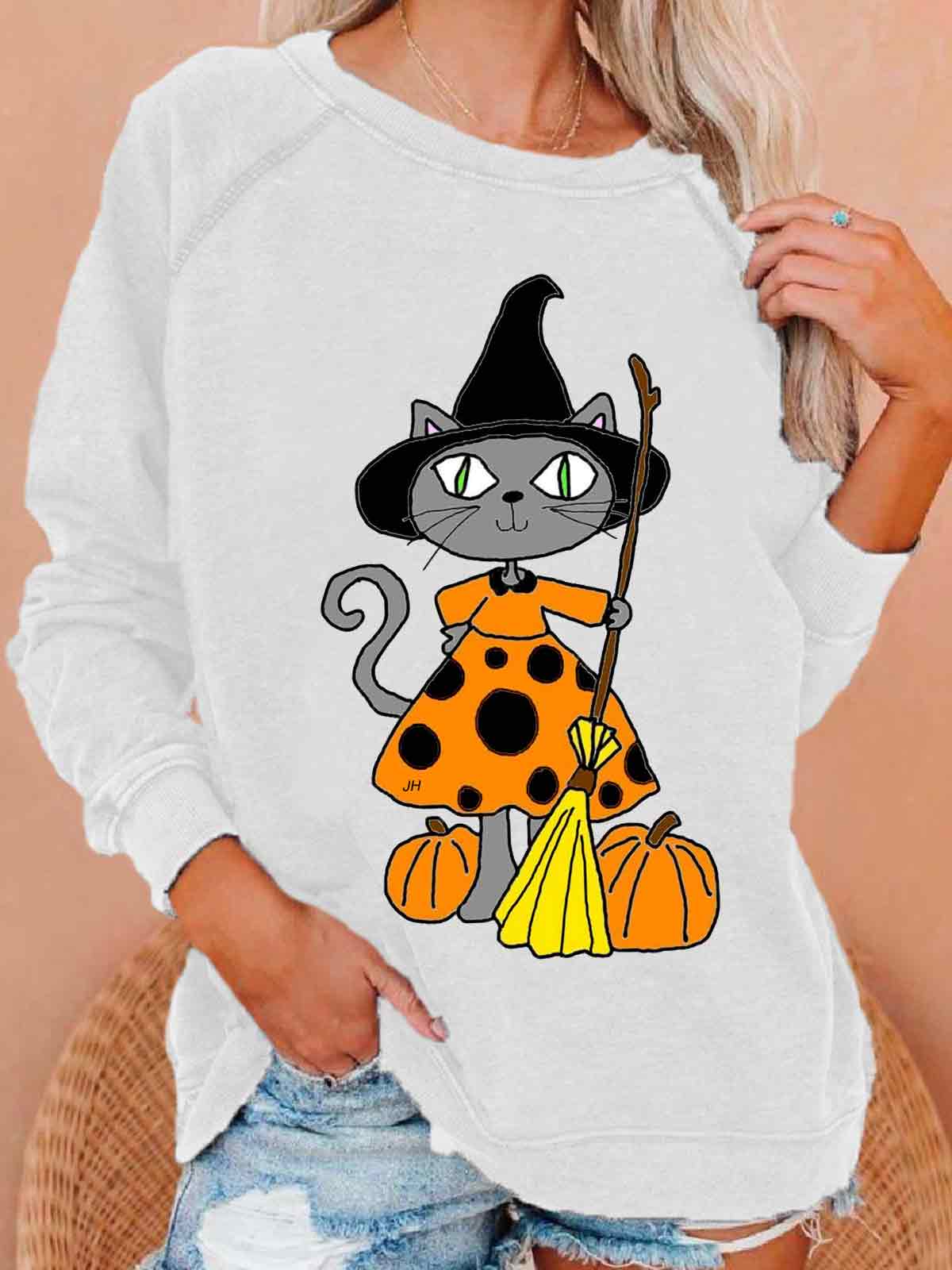 Cat Witch Halloween Sweatshirt