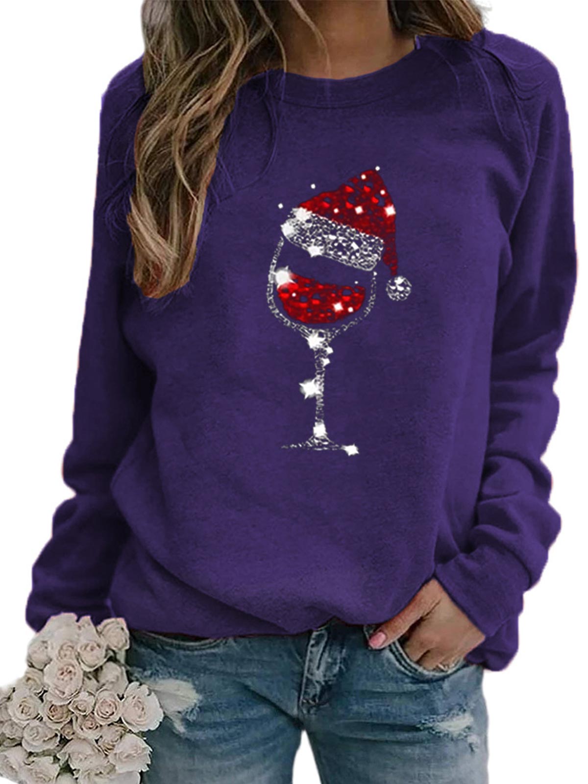 Christmas Wine Glass Sweatshirt