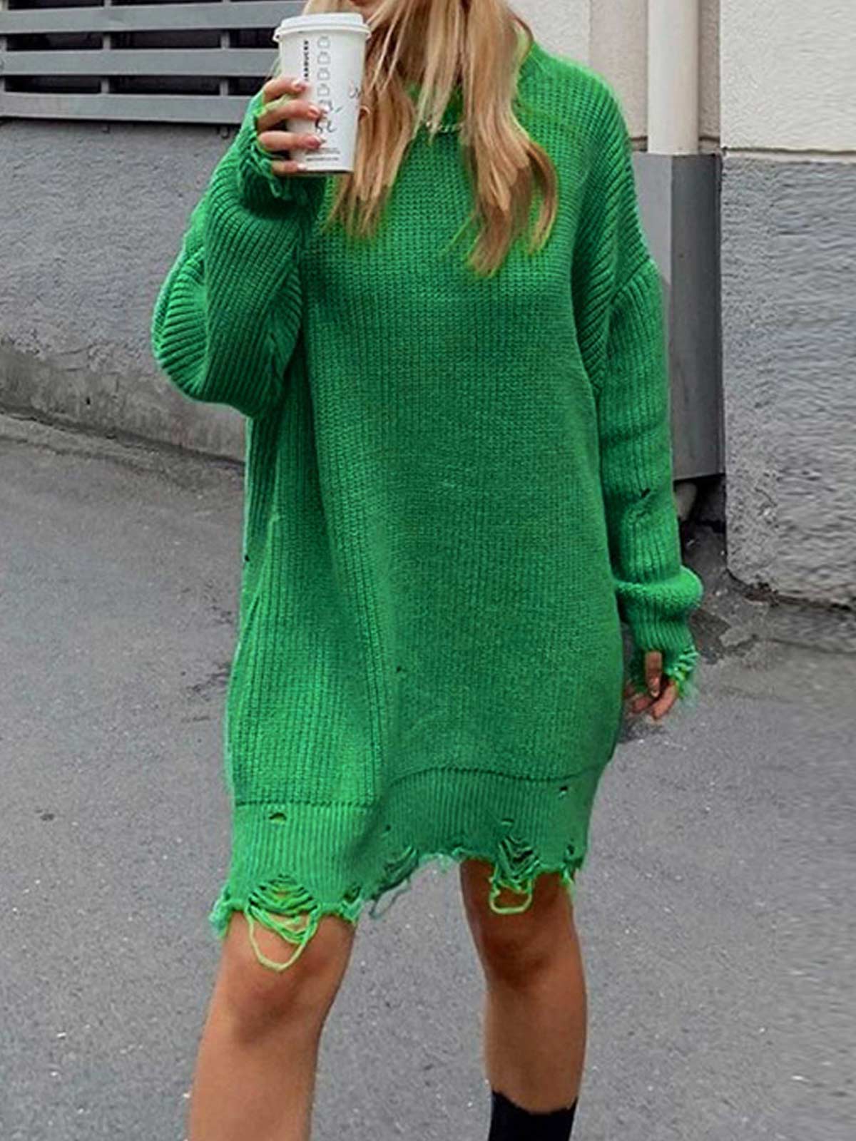 Oversize Loose Long Pullover Sweater Dress