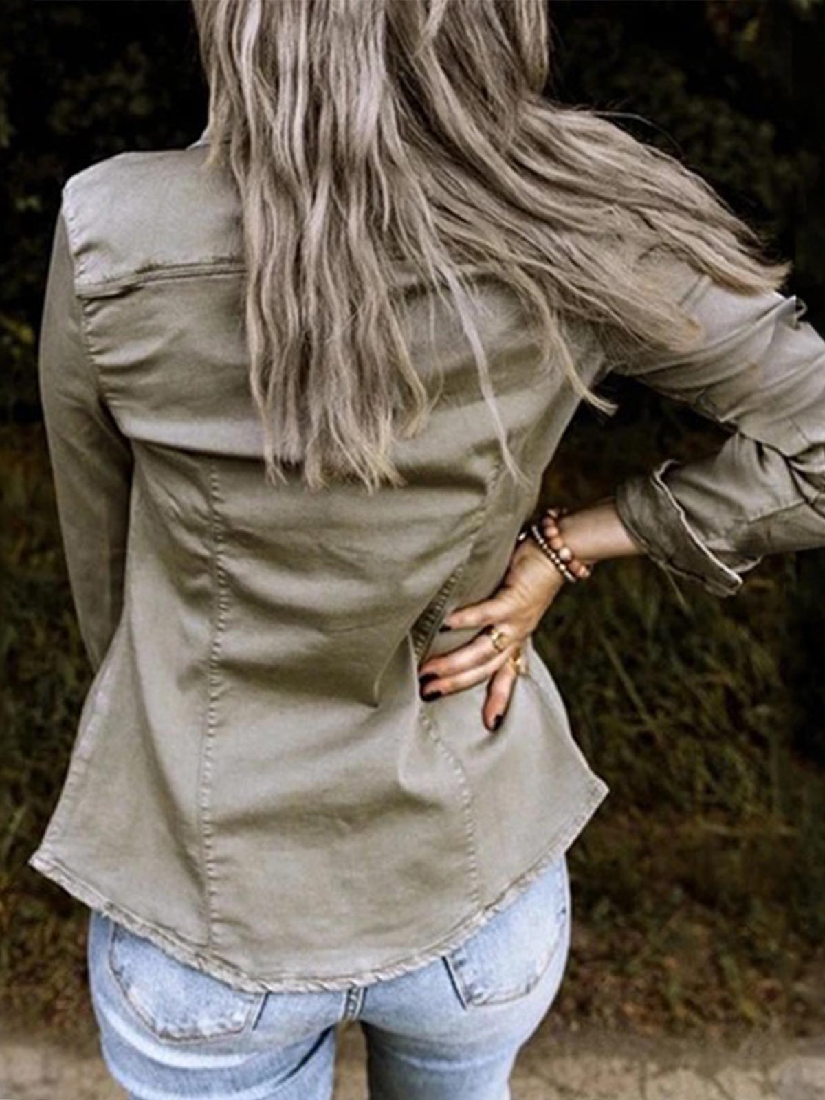 Long Sleeve Button Down Denim Shirt