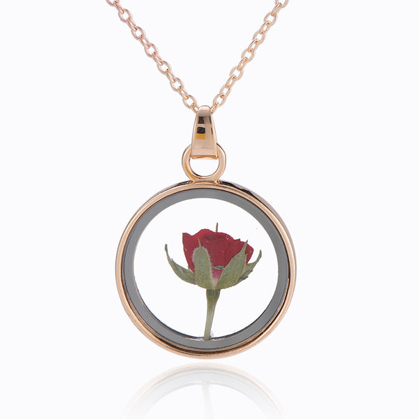 Pressed Rose Glass Necklace