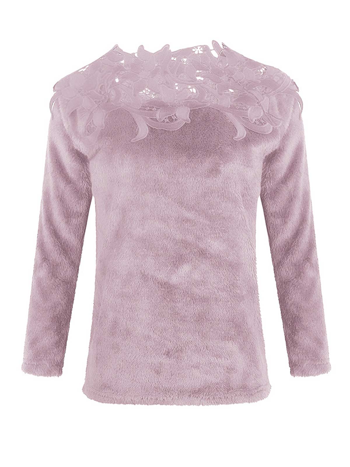 Lace Shoulder Long Sleeve Pullover Sweaters