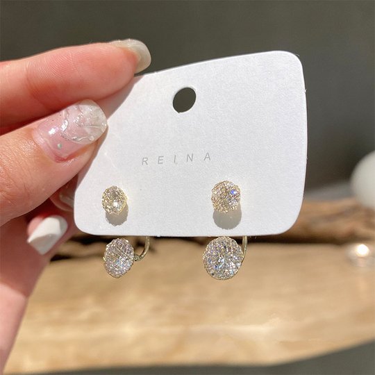 Simple Hollow Diamond Ball Earrings