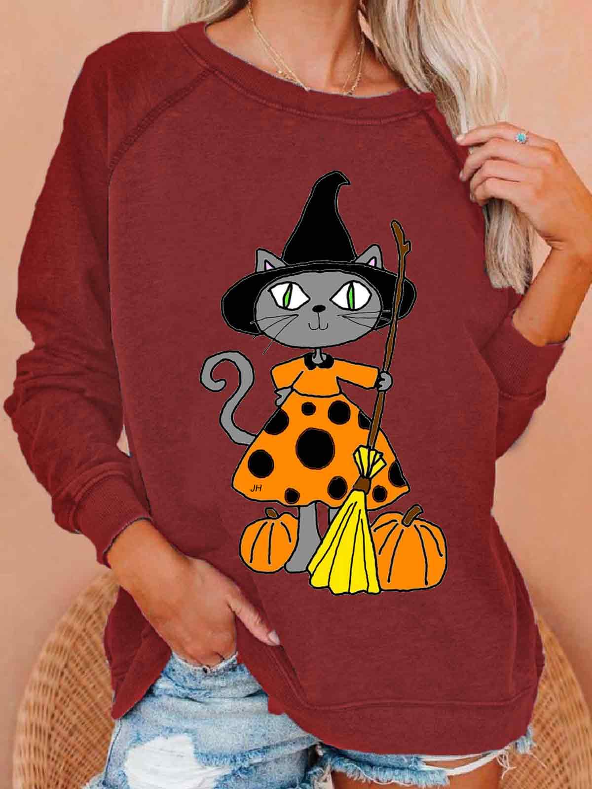 Cat Witch Halloween Sweatshirt