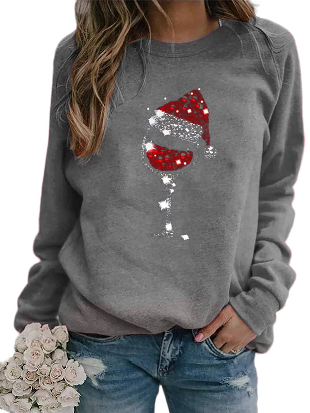 Christmas Wine Glass Sweatshirt