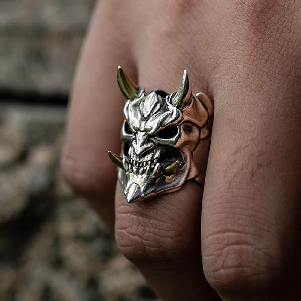 Retro Ghost King Head Bone Ring