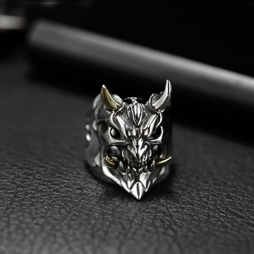 Retro Ghost King Head Bone Ring