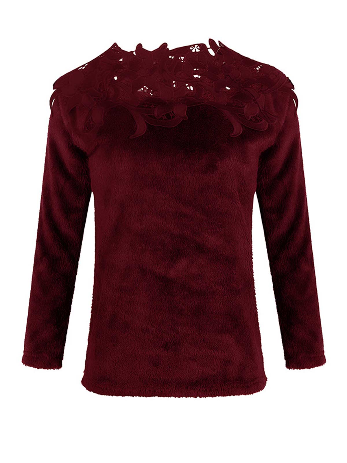 Lace Shoulder Long Sleeve Pullover Sweaters