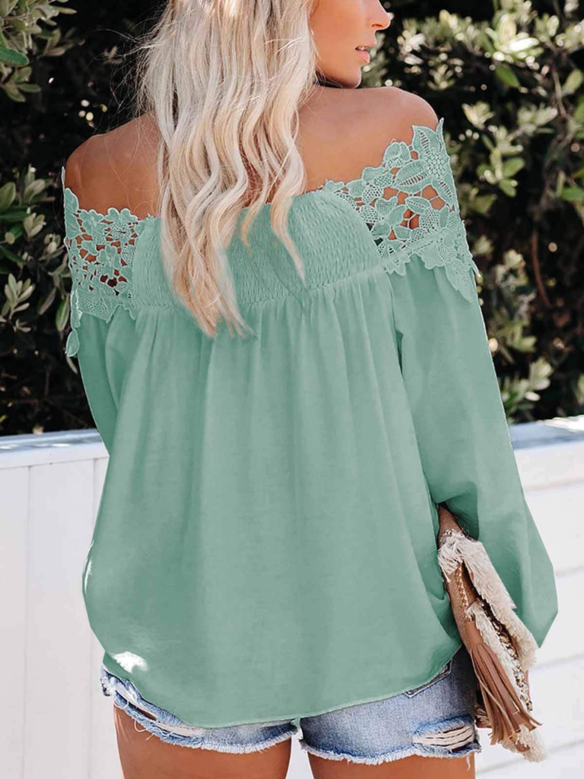 Off The Shoulder Lace Design Blouses