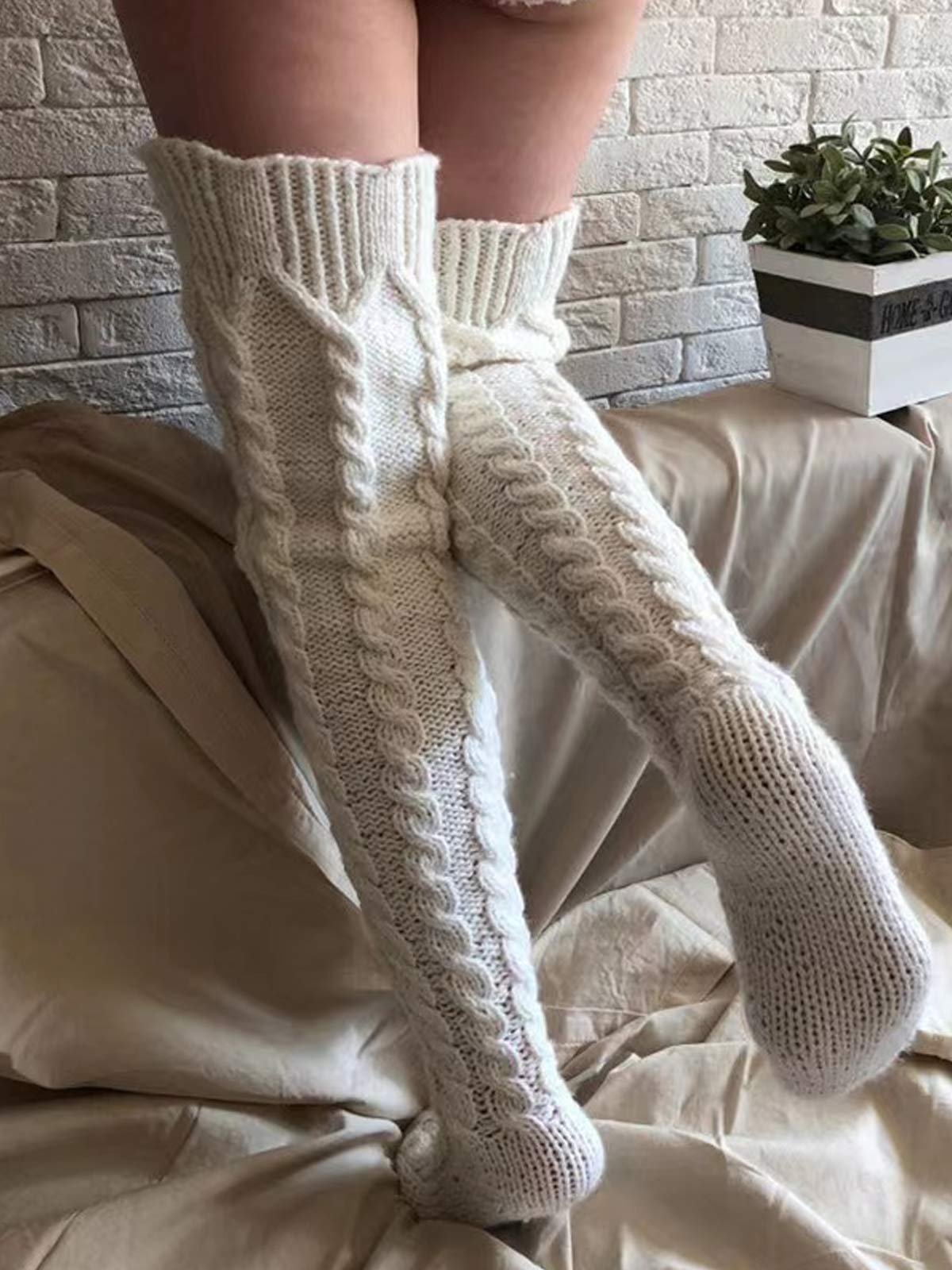 Warm Over Knee Extra Long Knitted Socks