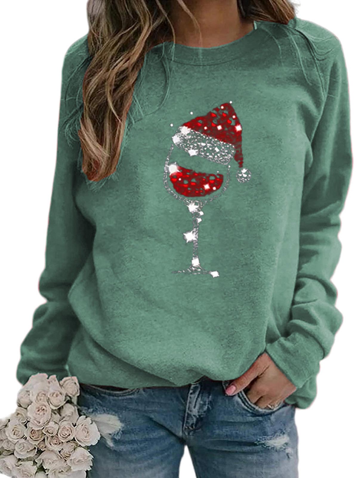 Christmas Wine Glass Sweatshirt