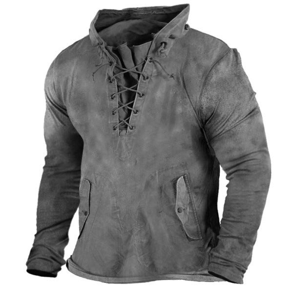 Retro Solid Color Outdoor Henley Tactical Sweatshirt