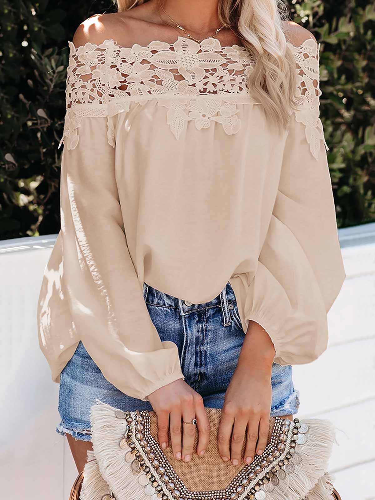 Off The Shoulder Lace Design Blouses