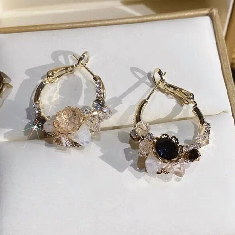 Vintage Diamond Wreath Crystal Earrings