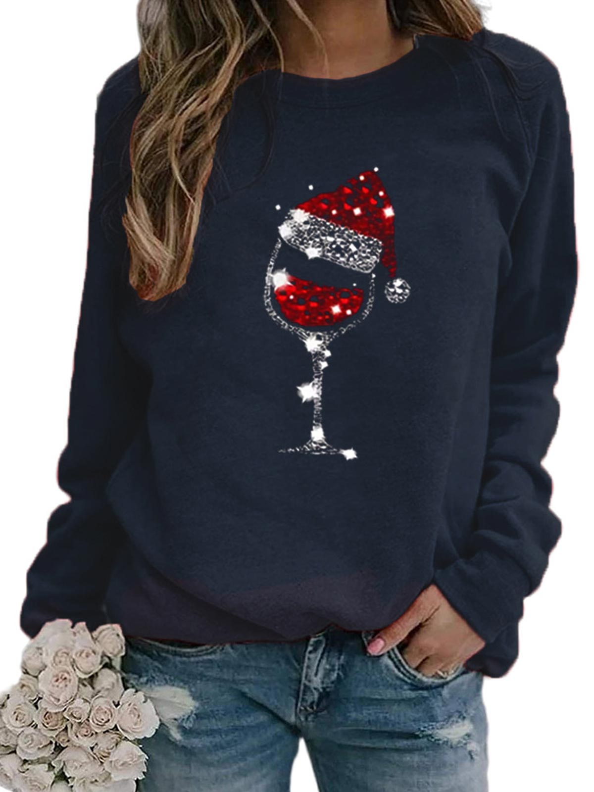 Christmas Wine Glass Sweatshirt