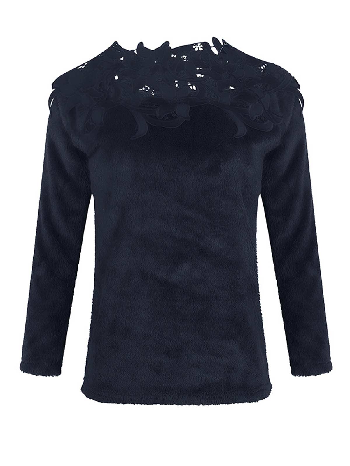 Lace Shoulder Long Sleeve Pullover Sweaters