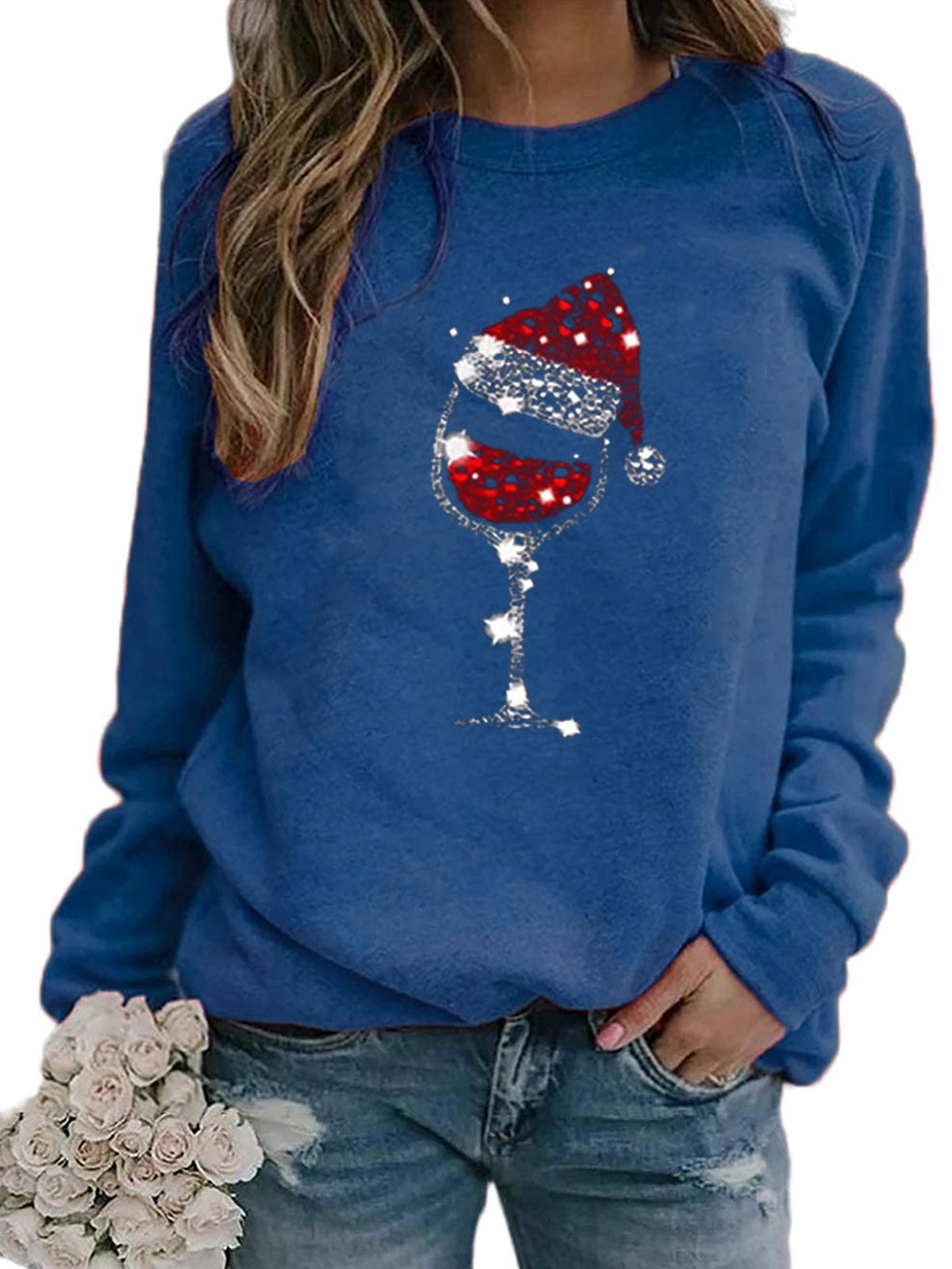 Christmas Wine Glass Sweatshirt