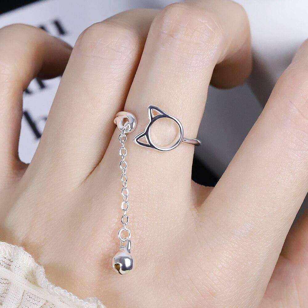 Cute Bell Pendant Cat Ring