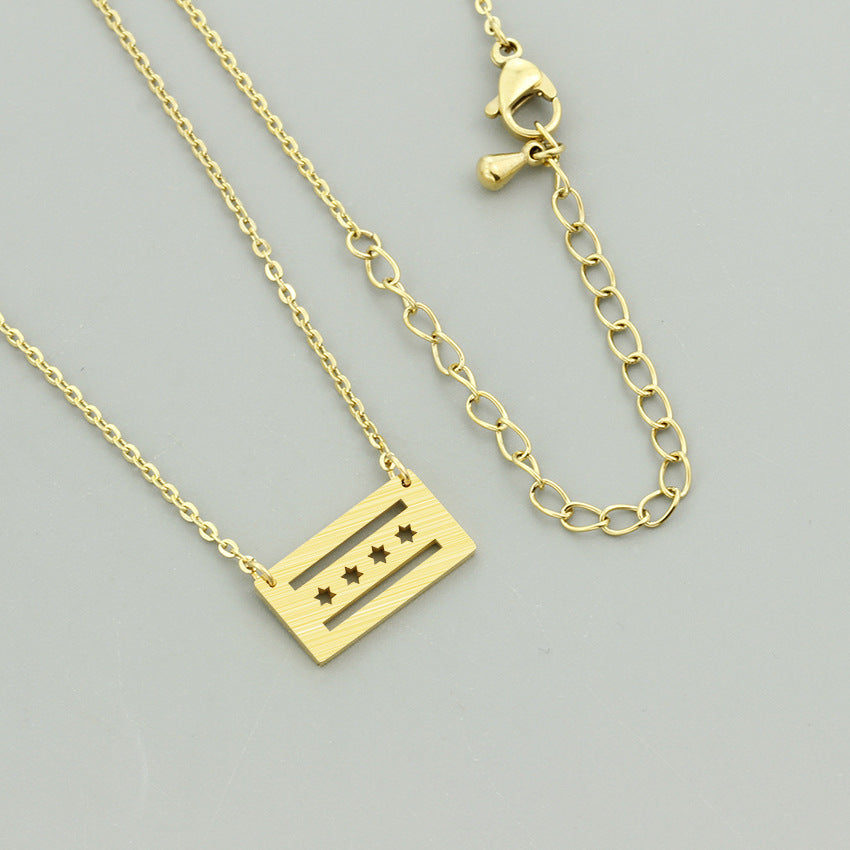 Dainty Chicago Flag Pendant Necklace