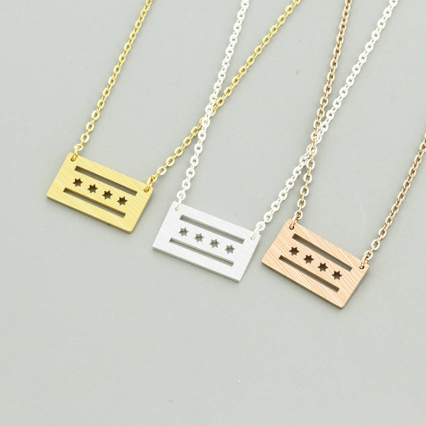 Dainty Chicago Flag Pendant Necklace