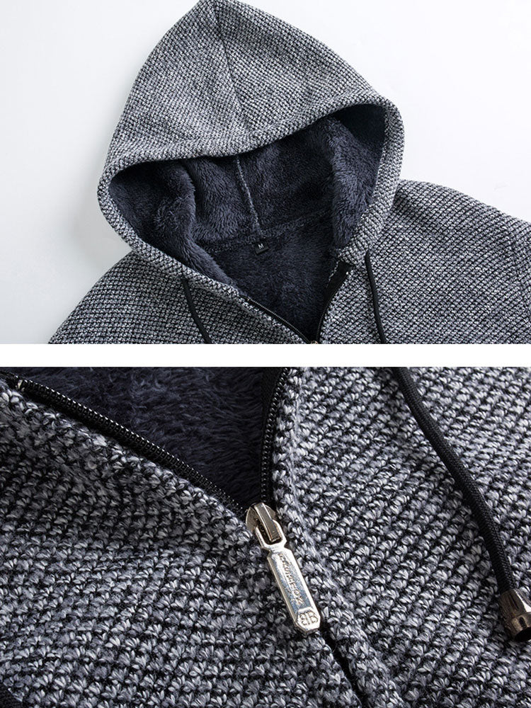 Man Zip Up Hooded Sweater