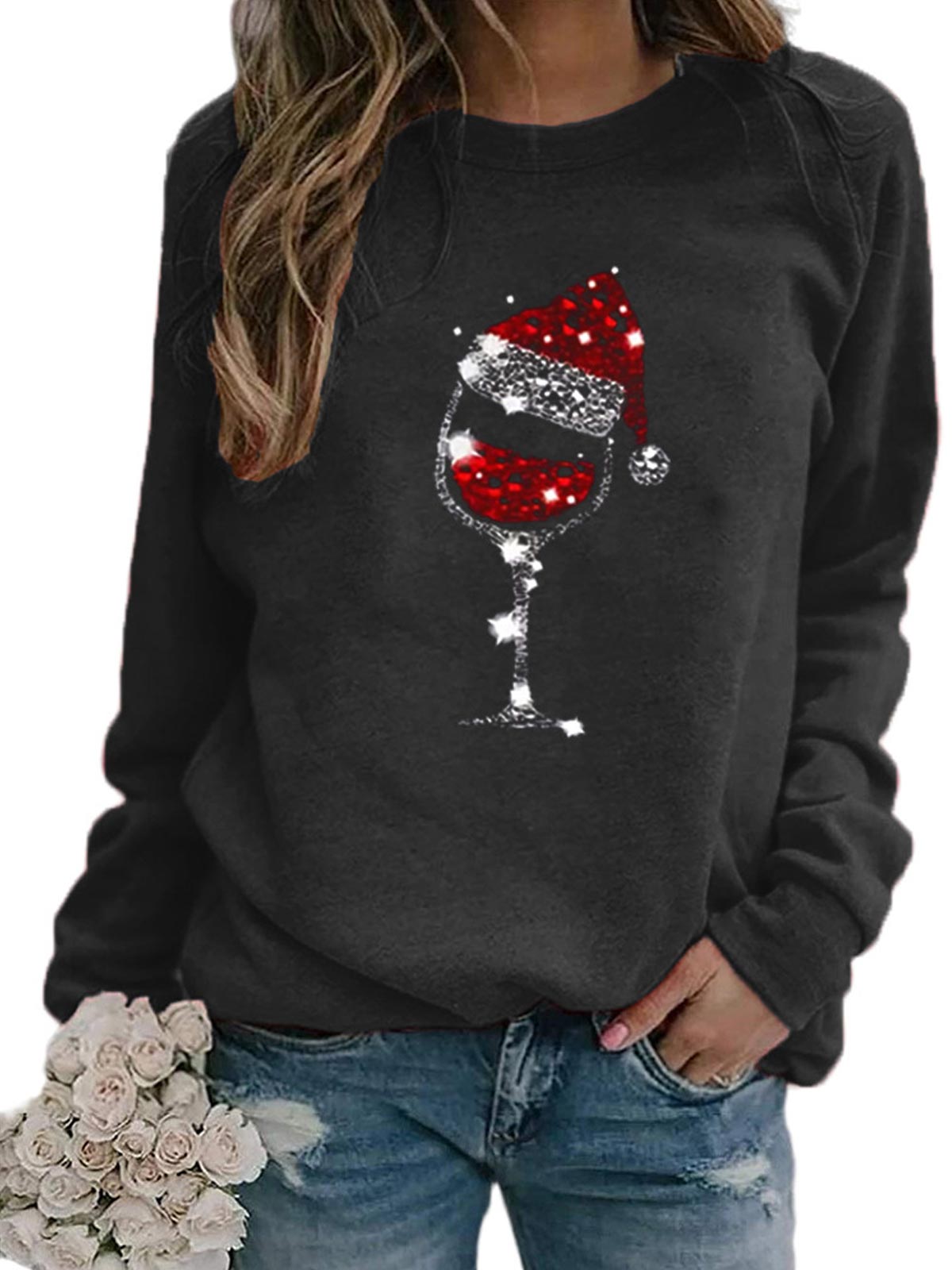 Christmas Wine Glass Sweatshirt