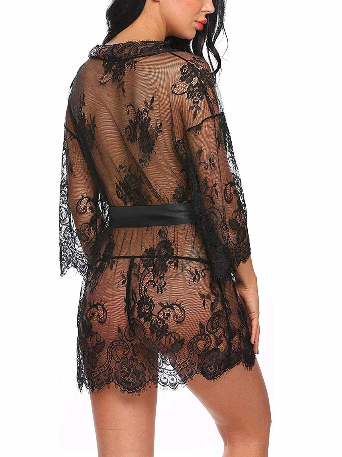 Sexy Lace Rob Mesh Kimono