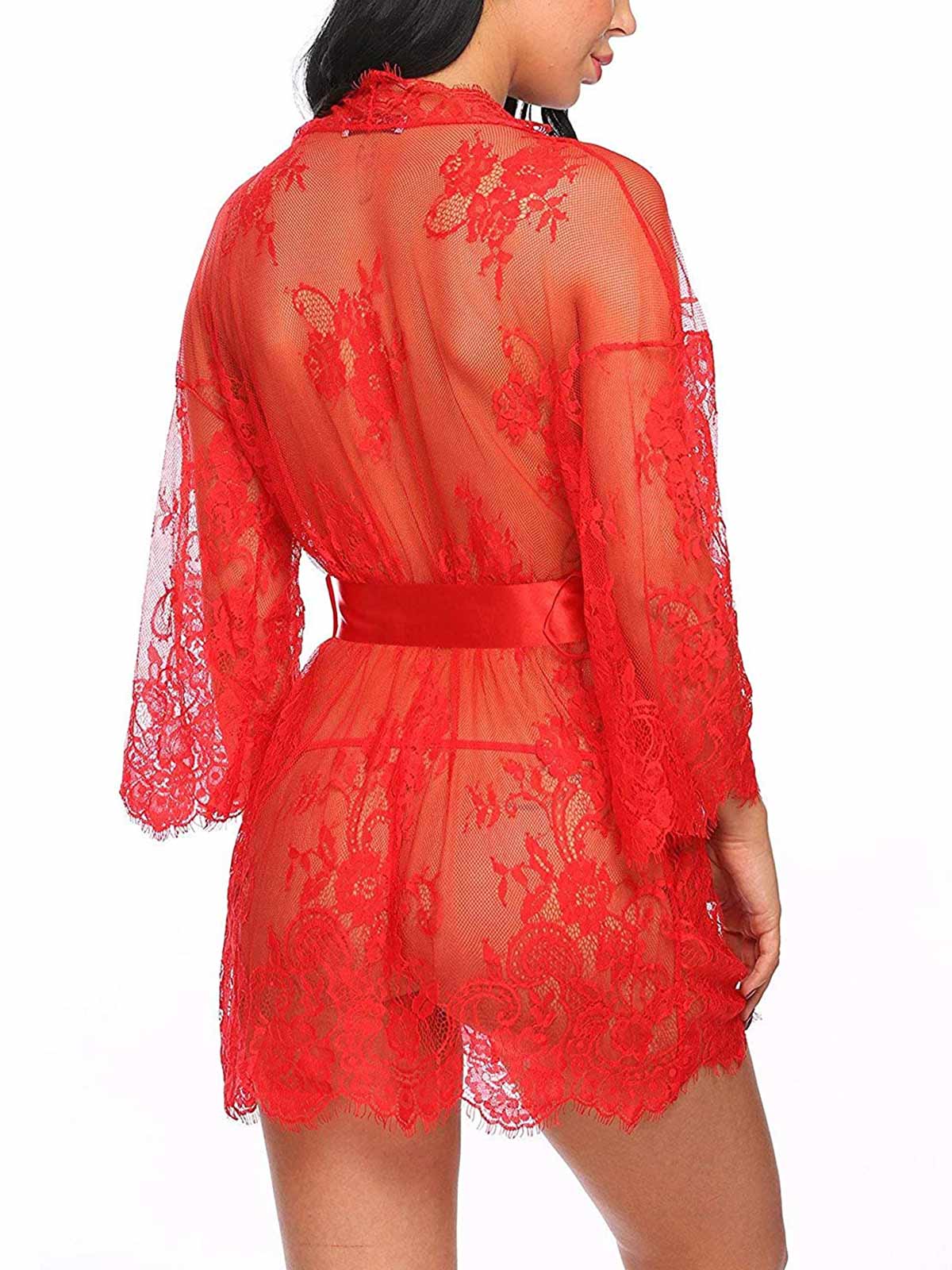 Sexy Lace Rob Mesh Kimono