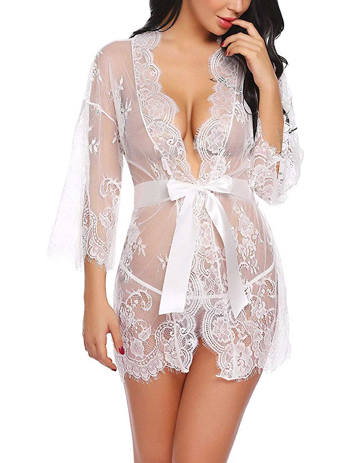 Sexy Lace Rob Mesh Kimono