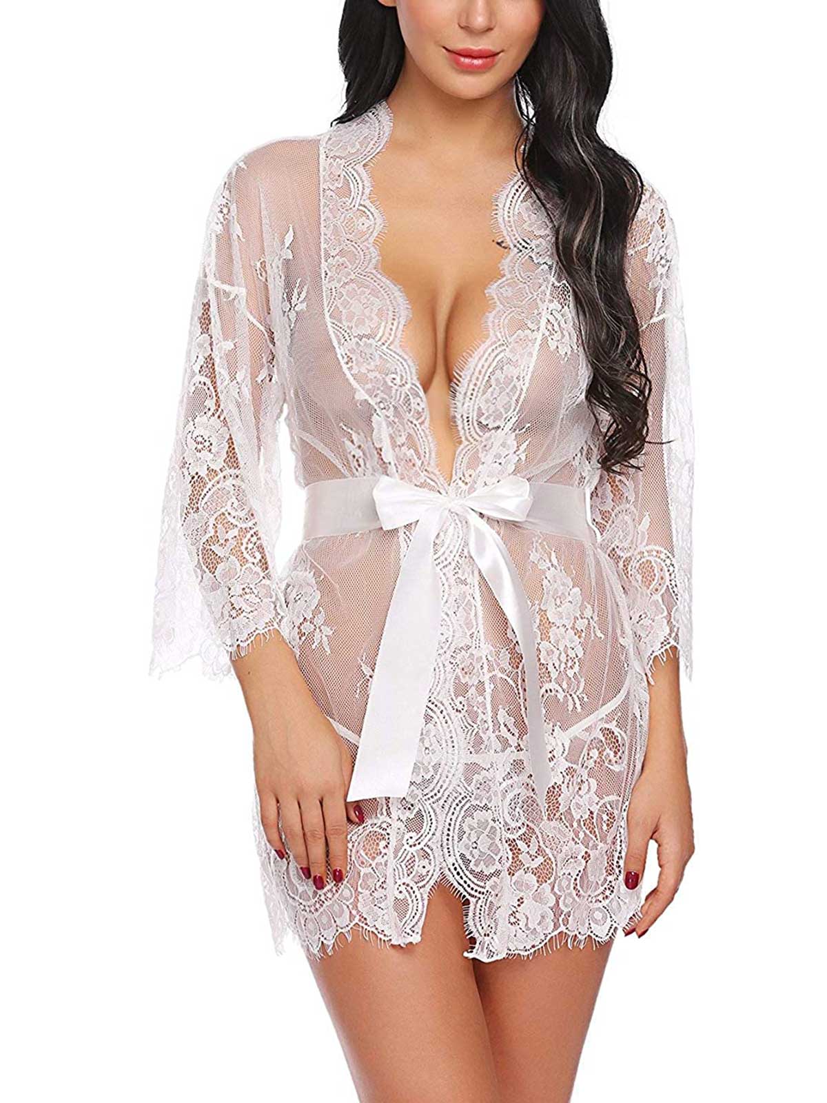 Sexy Lace Rob Mesh Kimono