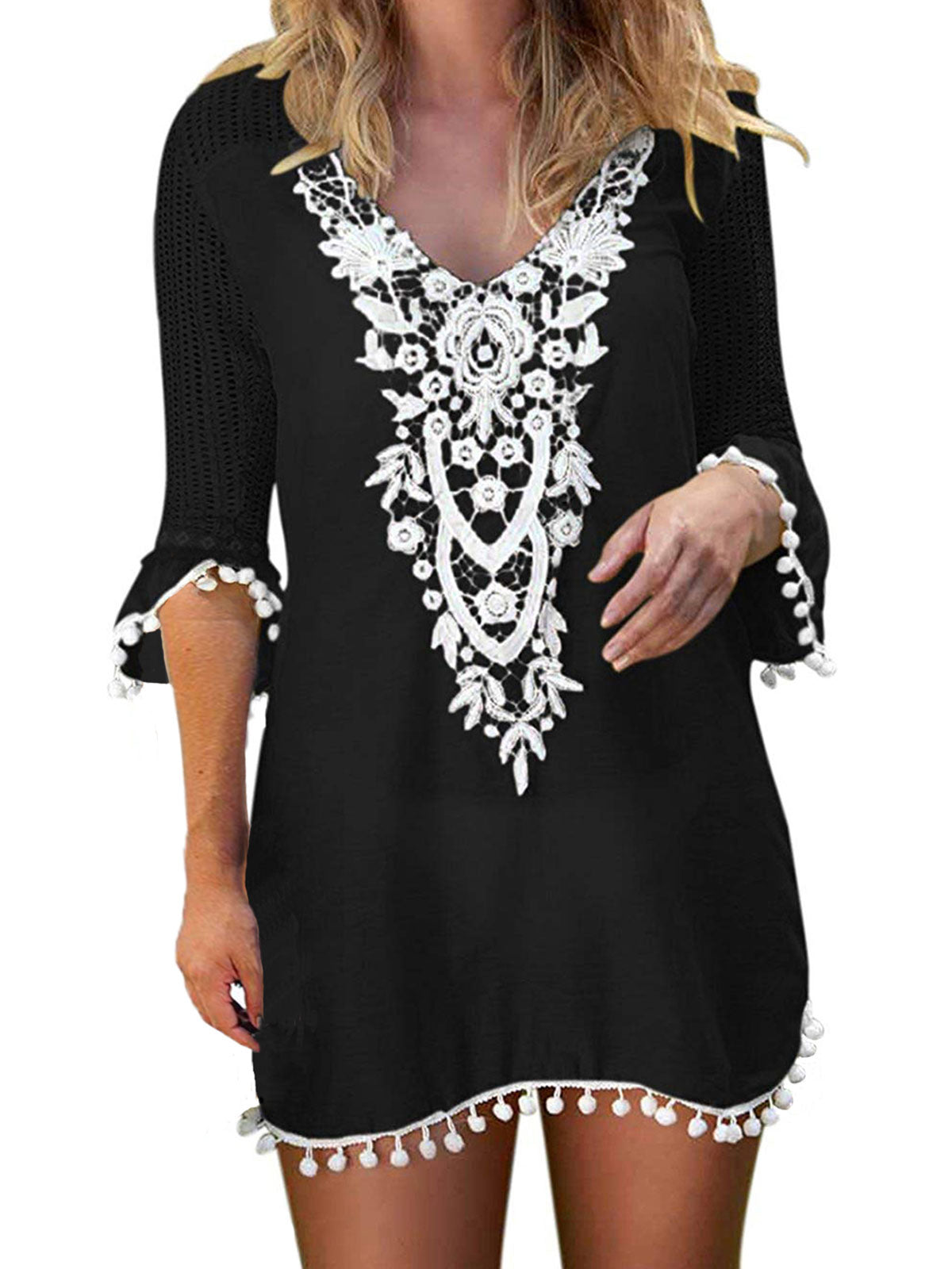 Lace Crochet Chiffon Coverups