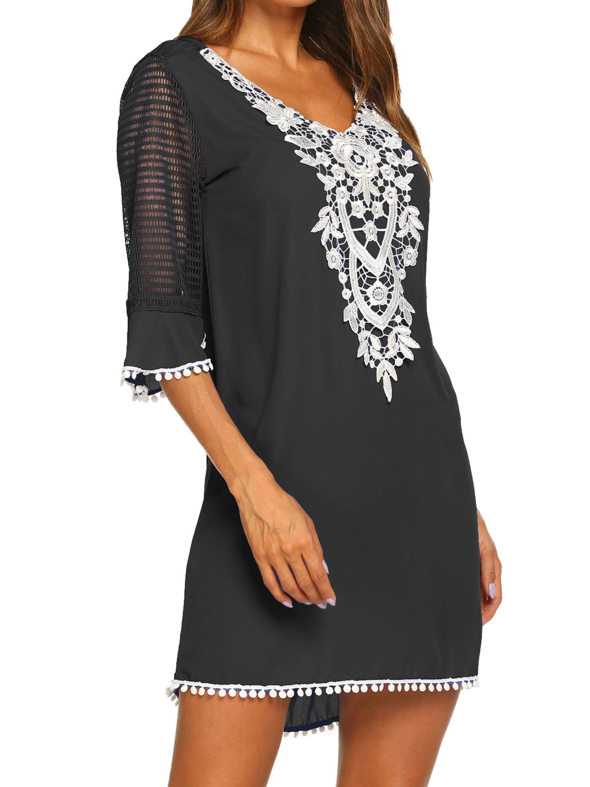 Lace Crochet Chiffon Coverups