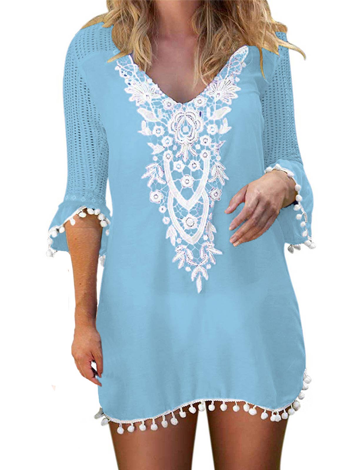 Lace Crochet Chiffon Coverups