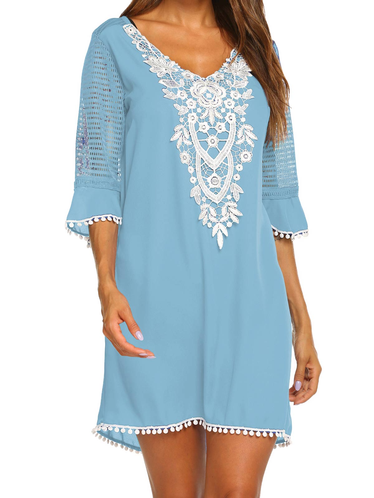 Lace Crochet Chiffon Coverups