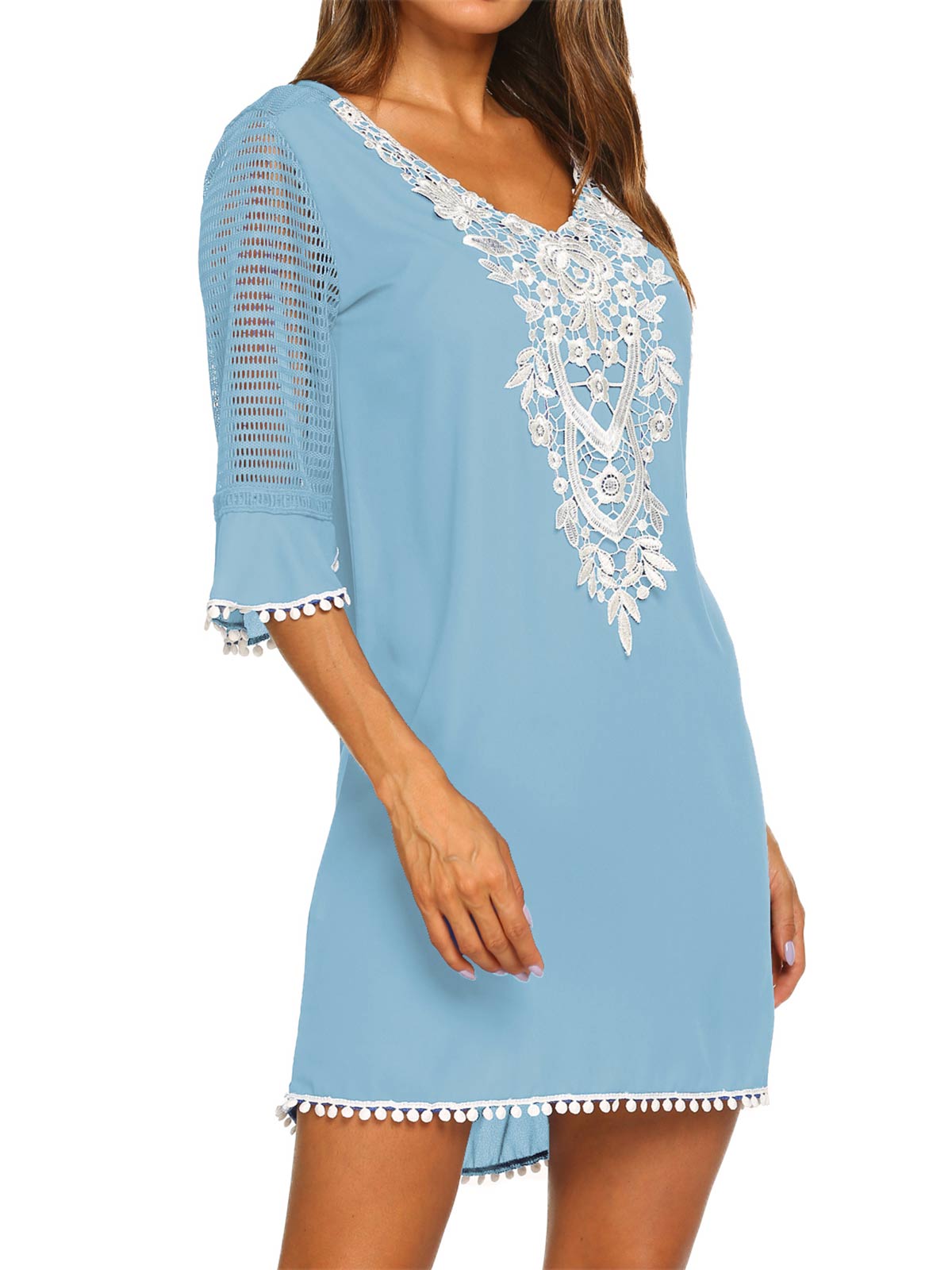 Lace Crochet Chiffon Coverups